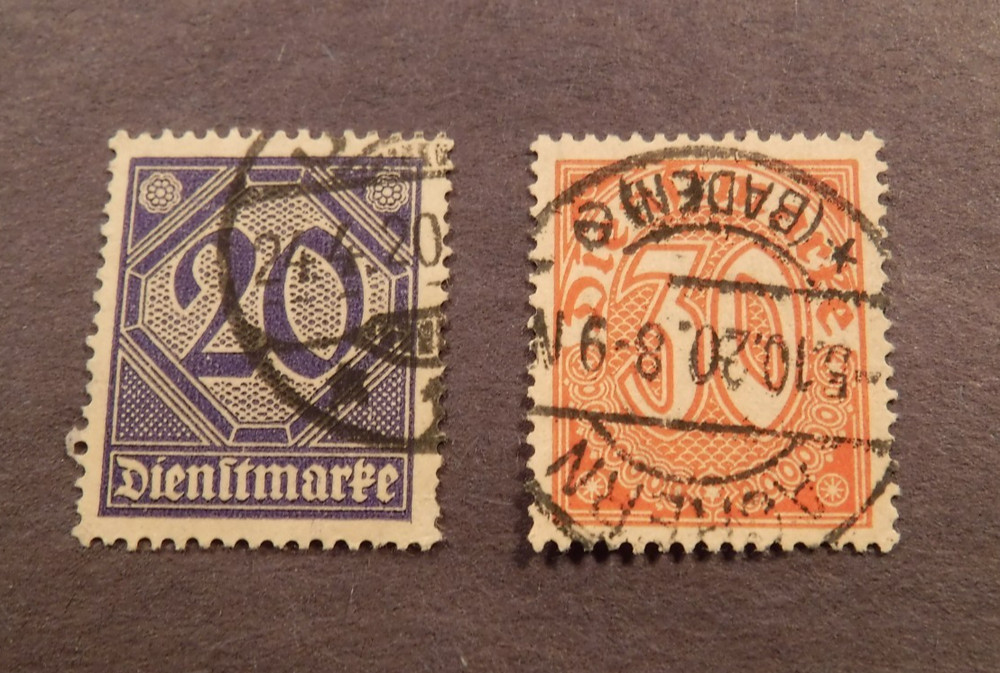 Germany, Scott#O5 & O6, 1920-21 , 20 & 30 pf., Official Used Stamps