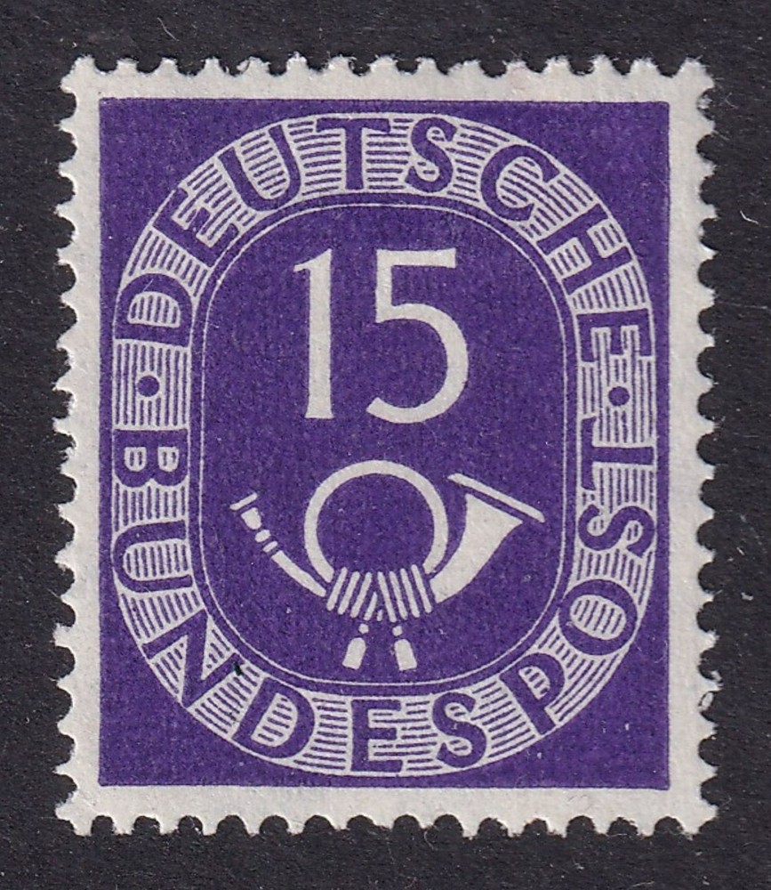 WEST GERMANY 1951 Posthorn 15pf Violet SG 1051 MH/* (CV £55)