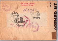 GERMANY 1941 REG DUAL CENSORED COVER MULT FRANKING ADDR USA POSTMARK KARLSRUHE