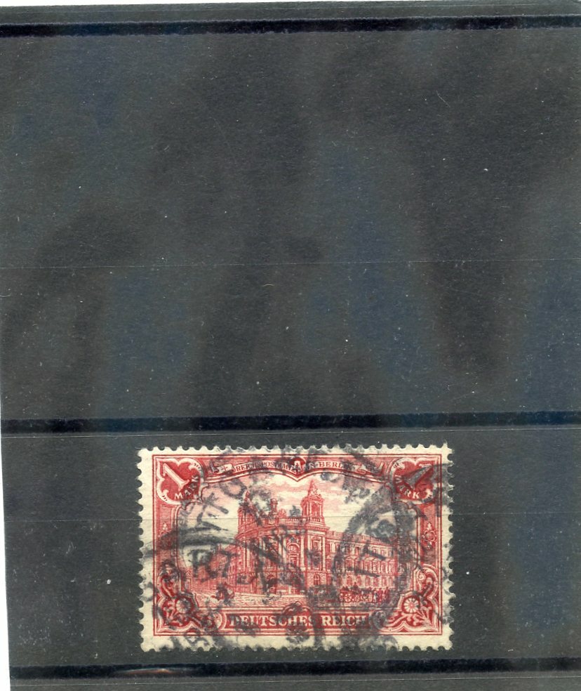 GERMANY 75var(MI 78b)VF USED 1902 1MK CARMINE RED, 25:16 PERF HOLES, $60
