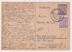Germany WW2 – 1946 LEIPZIG Stationery Card used – Postal History