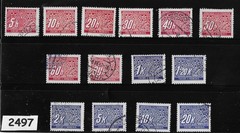 Complete stamp set J1-14 / B a M WWII Germany Occupation Postage due #2497