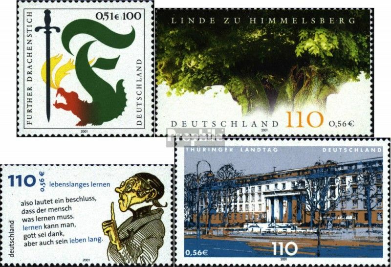 FRG (FR.Germany) 2207,2208,2209,2213 used 2001 dragon bite, Nature,