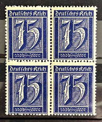 1922 German Reich Stamps – Numerals 75 rpf block of 4 stamps MNH Mi:DR185 /BL99