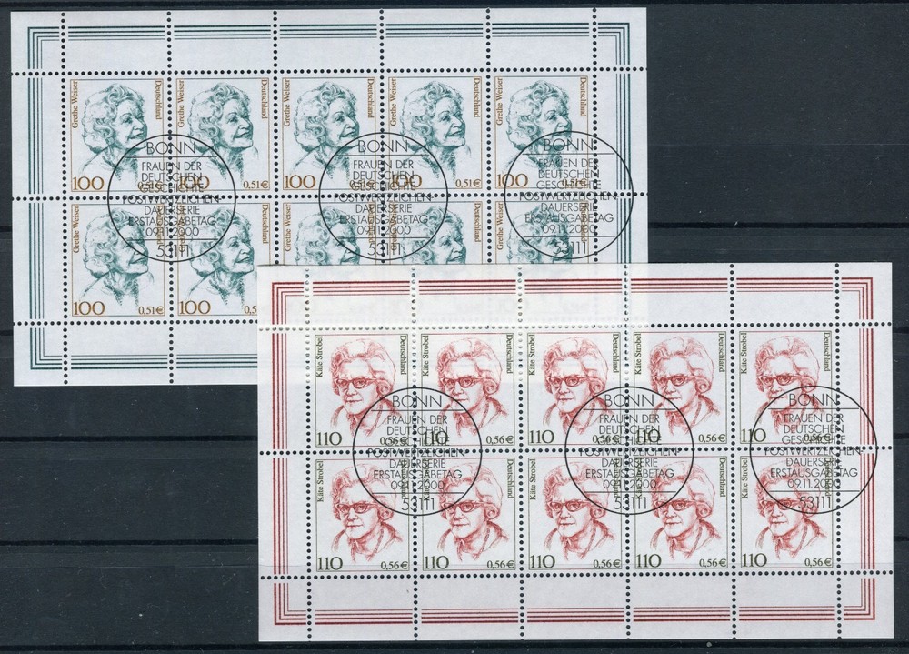 Bund Stamp Set No. 2149-2150 Postmarked Women Mini Sheet ESST Bonn Germany 2000