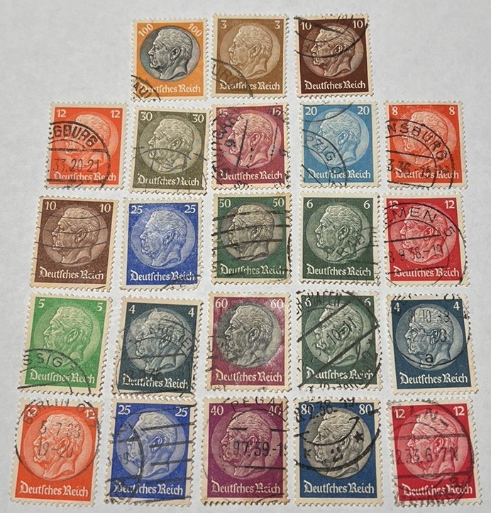 German Deutsches Reich Paul Von Hindenburg Stamp Set – 1933