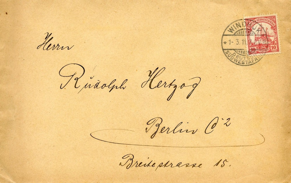 GSWA [X] Mi 26b 10PF CARMINE 01MAR11 WINDHUKa-GERMANY, COMM. RETURN. ADD. $250