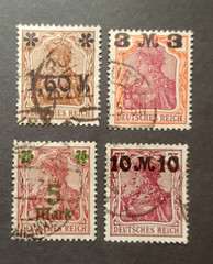 GERMANIA SURCHARGE SET 1.60DM-10DM VF USED REICH GERMANY DEUTSCHLAND K18