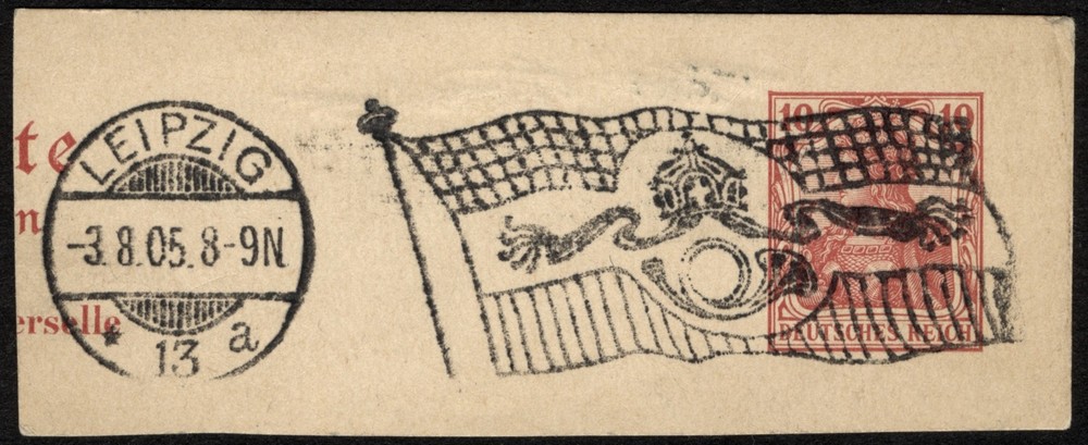 Germany 1905 Leipzig Imperial Flag Machine Cancel Postmark on 10pf Germania