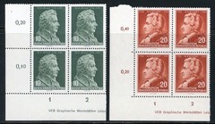 Stamps DDR, Scott # 278-279 Mint NH, corner blocks of four, complete set