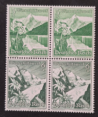 1938 WWII Nazi German Third Reich NSDAP WHW Winter Help Flowers Stamps Tenants