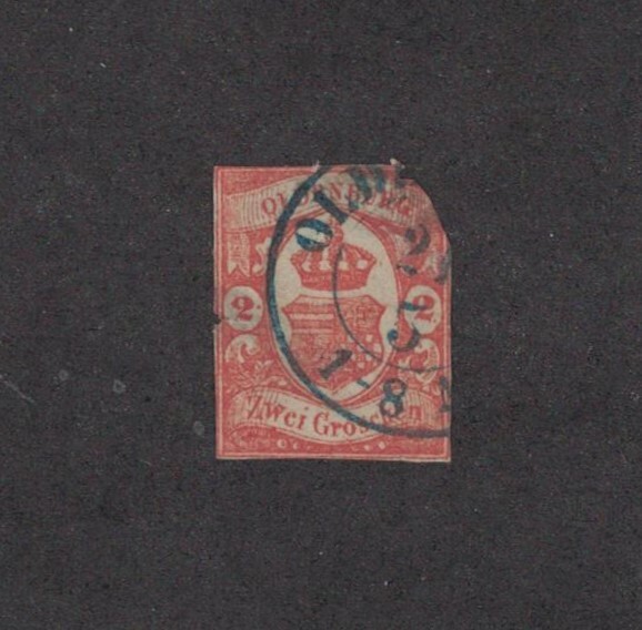 Oldenburg 7 – Imperf Single. Used. Top Right Chopped. #02 OLDEN7