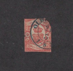 Oldenburg 7 – Imperf Single. Used. Top Right Chopped. #02 OLDEN7