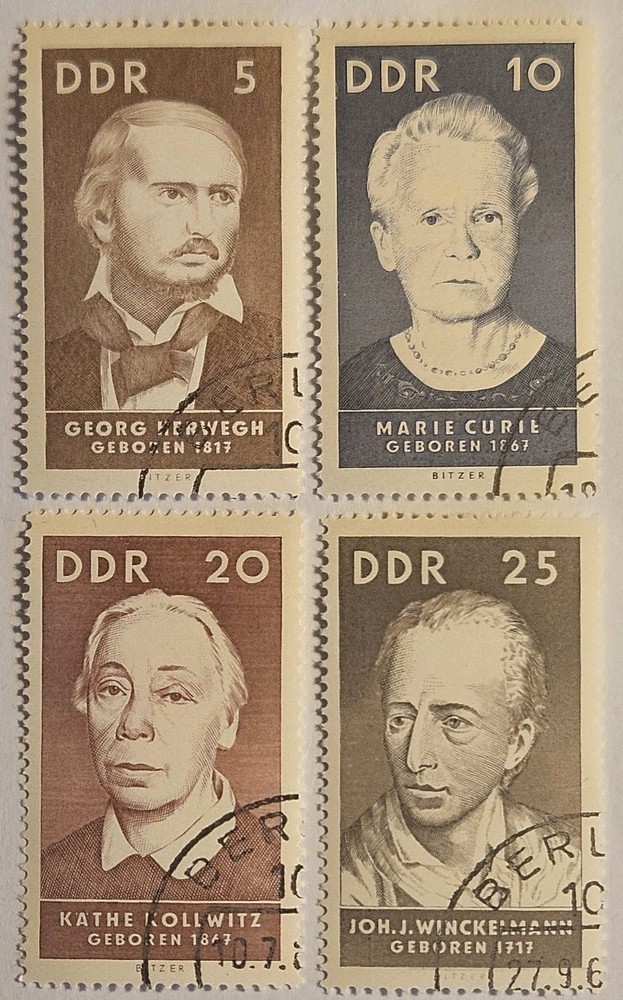 East Germany 1967, Famous People, 4 Unused Values, „CTO“, OG, Quick & FREE SHIP!