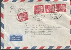 Germany 1954 cover Dr Kurt Meissner Kiel to Council on Education Washington DC