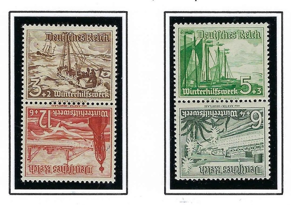 1937 Tete Beche Pairs -Sc# B107/B112,B109/B110 – MNH, Undisturbed OG – Fresh!