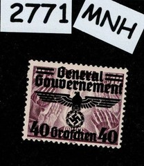 MNH stamp N49 Swastika Overprint 1940 Germany occupation of Poland WWII #2771