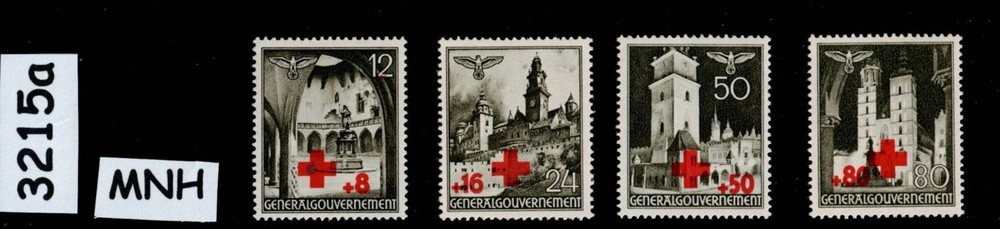 MNH Stamp set NB1 – NB4 Red cross 1940 German occupation Poland WWII #3215a