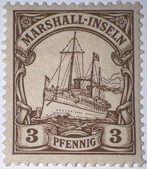 Travelstamps:GERMANY MARSHALL ISLANDS STAMPS Kaiser’s Yacht Mint Og H, UnWmk 3pf