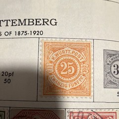 Germany Wurttemberg WURTT.POST 25 Pf Orange Used Postage Stamp Uncertified