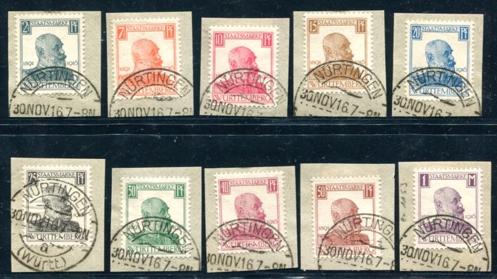 WÜRTTEMBERG 1916 241-250 used SET VERY BEAUTIFUL signed INFLA BPP (N1450