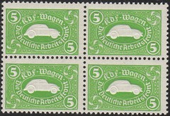Stamp Germany Revenue Block WWII 3 Reich VW War Era KDF Volkswagen Embossed MNH