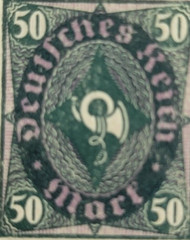 GERMANY ~ Deutrches Reich ~ Green Stamp 50 Mark ~ Posted ~ c.1922 ~ B193