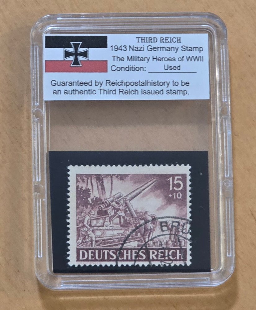 WWII Nazi German Army w Flak Gun Third Reich 1943 Military War Heroes Stamp