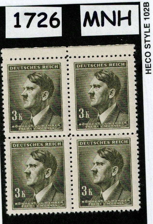 MNH stamp block Sc #75 Adolf Hitler 1942 WWII during German Occupation #1726