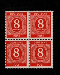 MNH Stamp block Sc 536 1946 Post WWII Germany Large numeral From mint sheet