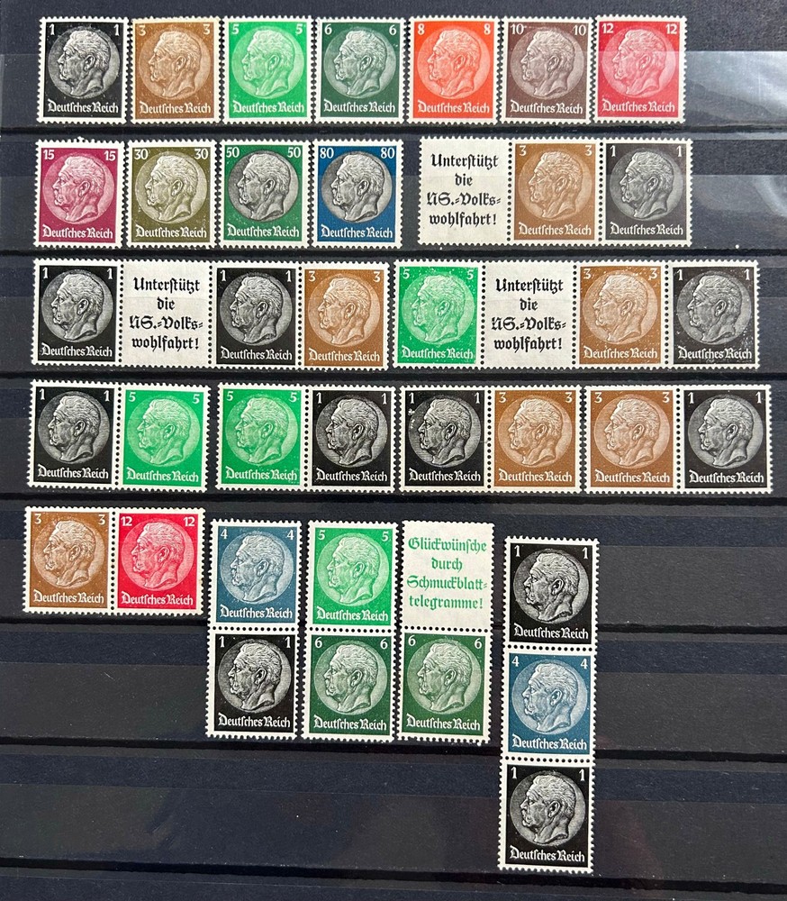 1933-45 German Classic Stamps – Lot of 42 stamps Paul von Hindenburg MNH /820