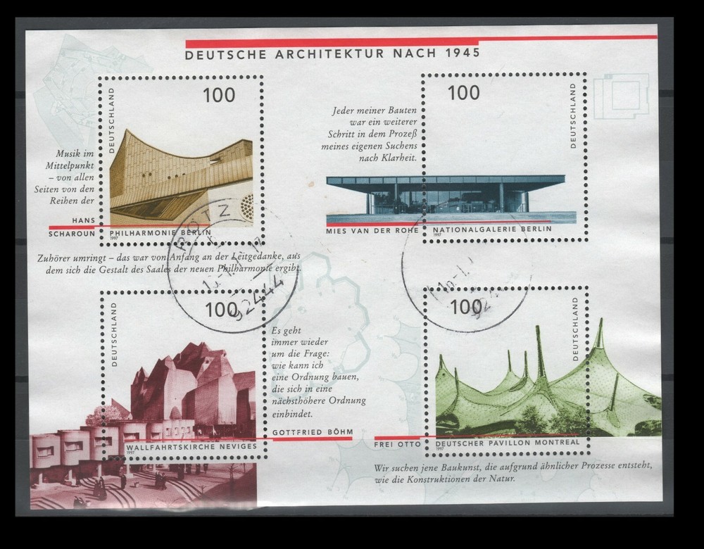 Germany 1959 Architecture after 1945 Souvenir Sheet of 1997, USED