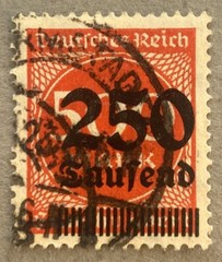 Germany 260 / 1923 250th m on 500m Red Orange Black Overprint, Used
