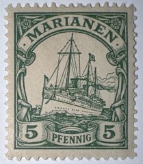 Travelstamps: MARIANEN STAMPS Stamps 5pf, Kaiser’s Yacht Mint, MOGH UnWmk