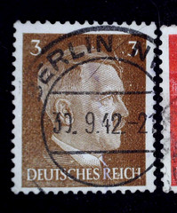 Deutsches Reich 1940s, 2 stamps, one overprint Ostland, Adolf Hitler, 3Pf, used