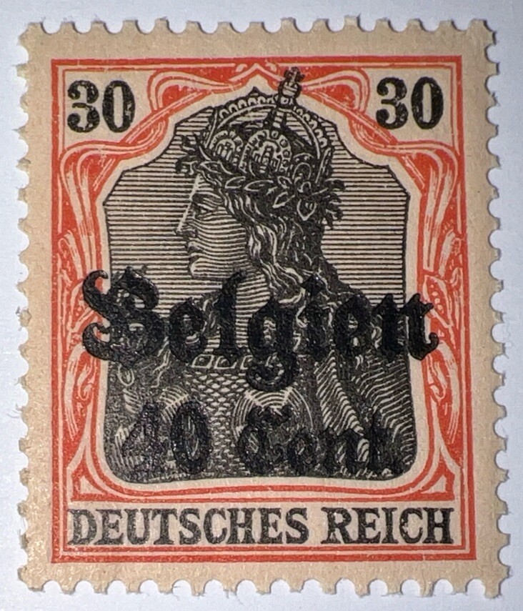 Travelstamps: Germany Offices in Belgium Stamps WWII, 30pf w/ 40c OP MOGNH Wmk