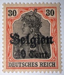 Travelstamps: Germany Offices in Belgium Stamps WWII, 30pf w/ 40c OP MOGNH Wmk