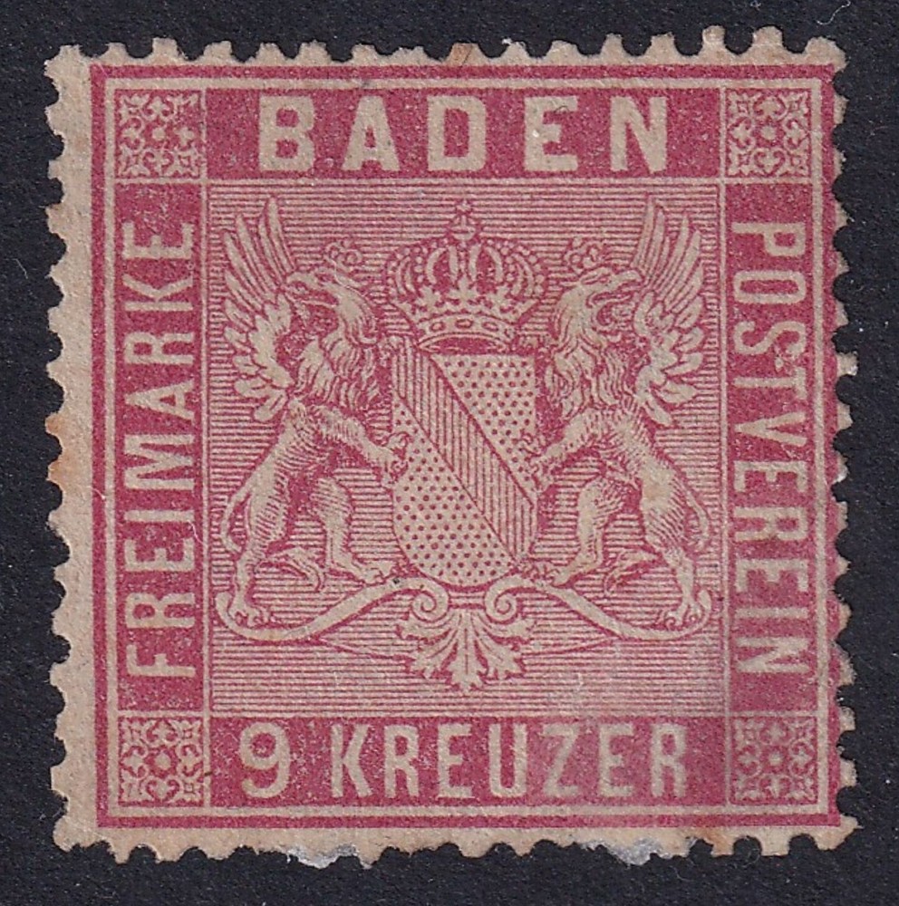 BADEN 1861 Arms 9k Rose SG 19 Mint no gum