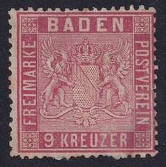 BADEN 1861 Arms 9k Rose SG 19 Mint no gum