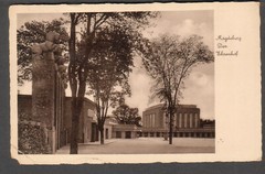 Germany 1936 Magdeburg Der Ehrenhof post card Ghcenpflicht slogan cancel