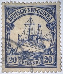 Travelstamps: GERMAN NEW GUINEA STAMPS Mi #10 Kaiser’s Yacht, 20 Pfennig Used NG