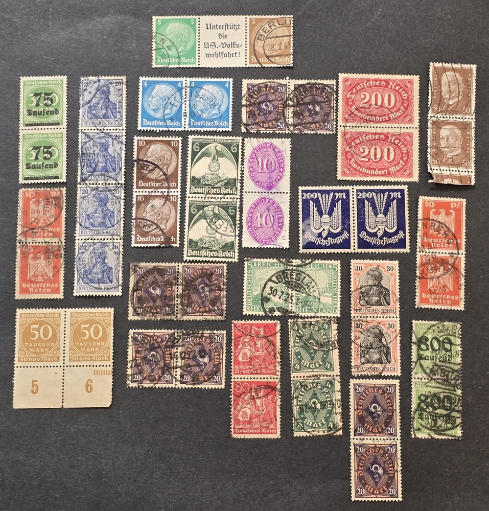 46 Nazi German Stamp Lot Used Blocks Pairs Third Reich Inflation Airmail Mix