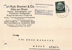 1935 Germany Postcard Cologne to Adorf „Avoid Radio Interference“ Slogan Cancel