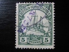 SOUTHWEST AFRICA GERMAN COLONY Mi. #25 Kaiser Yacht stamp w/ „Otjihavera“ cancel