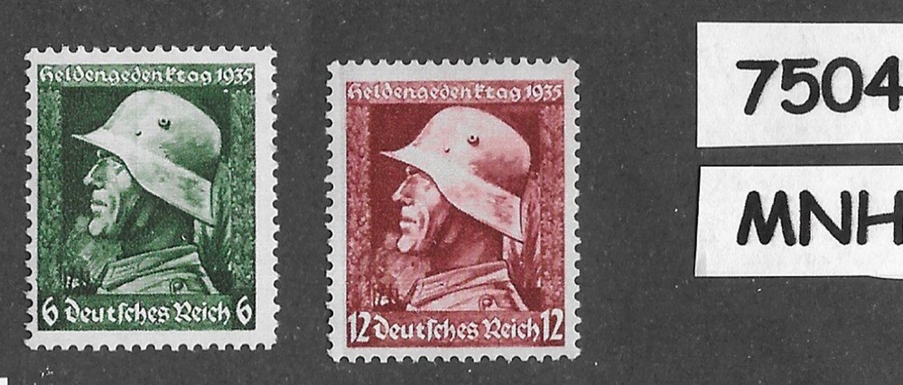 #7504 MNH Stamp set / 1935 Sc 452-453 / / Third Reich Germany Heroes‘ day