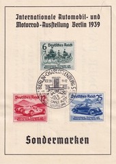 Lot Stamp Germany Sc B134-6 1939 WWII Auto Exposition Mercedes Benz U FDC 2