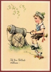 German WW2 Third Reich Artist Postcard Child Soldier