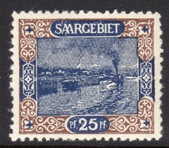 Saar Scott # 71 VF Unused 1921 25 Pf Saar River Traffic