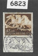 #6823 Stamp Sc B205 1942 Third Reich Munich Germany Brown Ribbon horse race