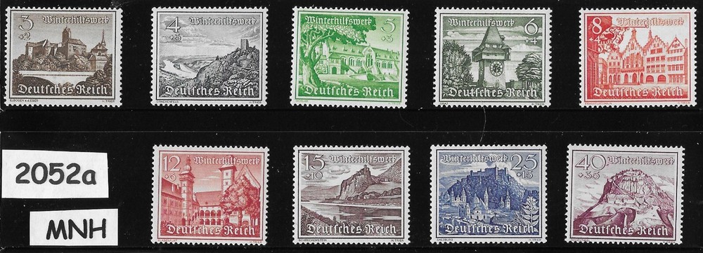 MNH Stamp set B160-B168 1939 Germany Third Reich Winter relief fund #2052a